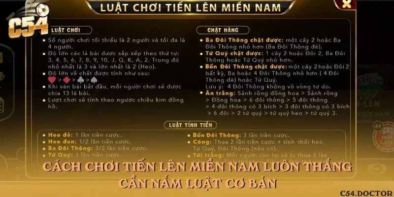 Cách chơi Tiến lên miền Nam luôn thắng cần nắm luật cơ bản